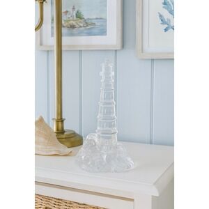 Vintage Clear Crystal Lighthouse Figurine Coastal Nautical Decor